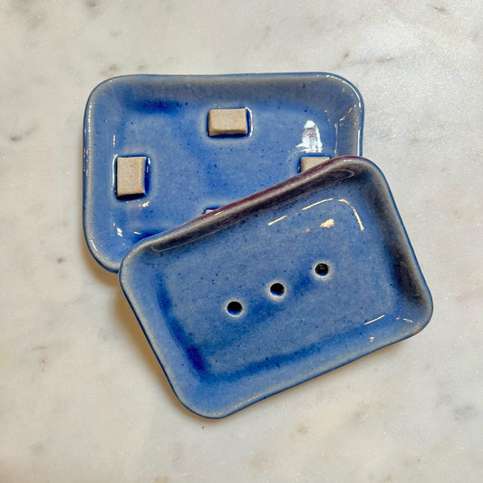 Shiny Blue Stacked Soap Dish